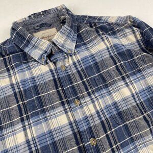 Weatherproof Vintage Flannel Shirt Men’s L Button Up Plaid Long Sleeve Blue